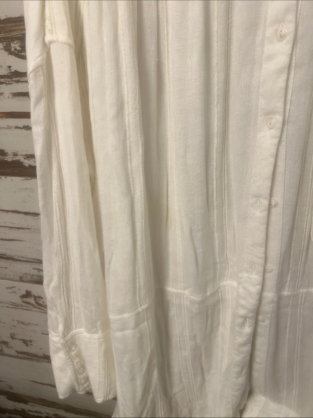 Free People Ivory Button-Down Tunic Shirt (Bin 2-73) - Picture 4 of 7